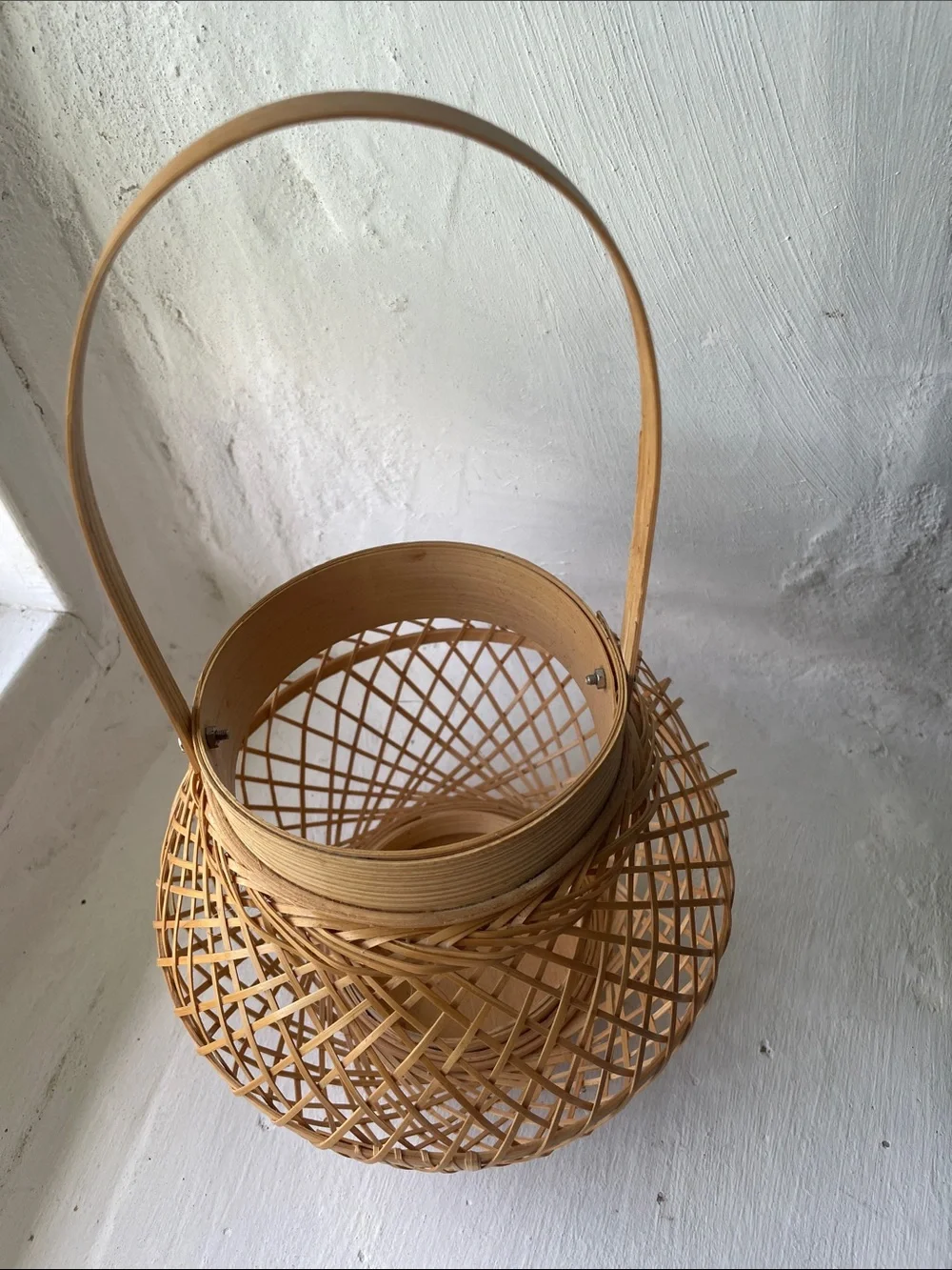 Hand Crafted Woven Bamboo Lantern Basket - Natural